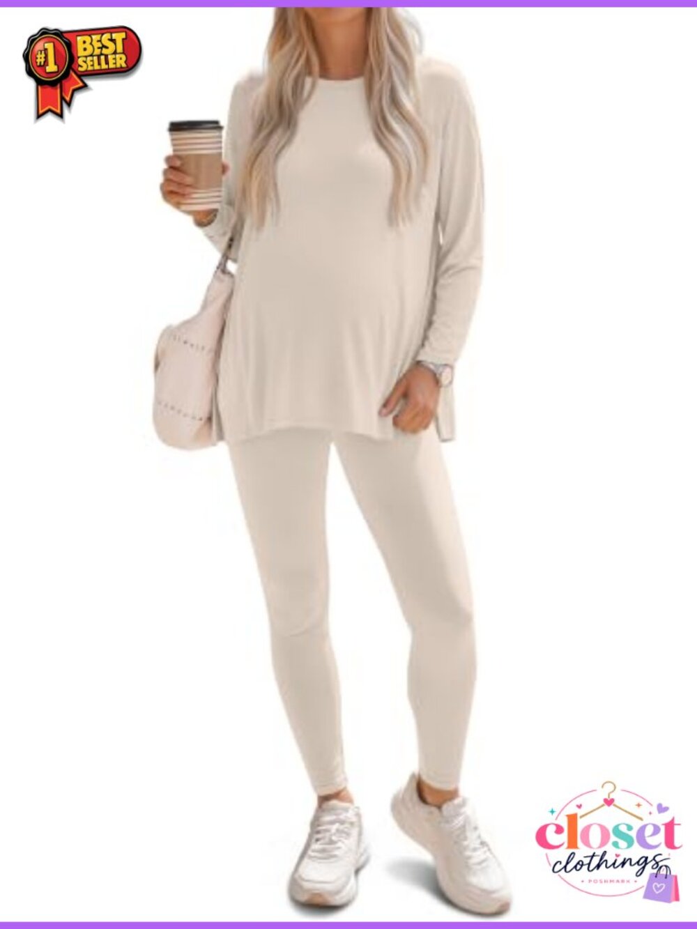 Maternity Lounge Set 2 Piece Long Sleeve Top Leggings